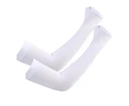 2 Pairs White UV Sun Protection Cooling Sport Arm Sleeves Gloves Golf Bike Cycling Cover