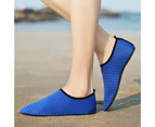 1 Pair Anti-slip Outsole Foldable Beach Shoes Men Women Striped Print Thin Barefoot Swimming Shoes for Summer -Blue 40