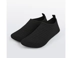 1 Pair Anti-slip Outsole Foldable Beach Shoes Men Women Striped Print Thin Barefoot Swimming Shoes for Summer -Black 42
