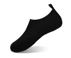 1 Pair Anti-slip Outsole Foldable Beach Shoes Men Women Striped Print Thin Barefoot Swimming Shoes for Summer -Black 44