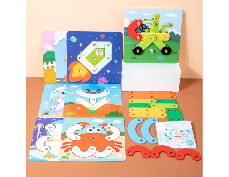 1 Set Puzzle Board Toys Rich Color 3D Jigsaw Memory Matching Interactive Intellectual Game Preschool Toy Wooden Jigsaw Puzzle Assembled Disassembly Toy