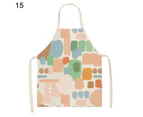 Women Apron Adjustable Breathable Cotton Flax Unisex Printed Adults Apron for Housework-S 15