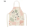 Women Apron Adjustable Breathable Cotton Flax Unisex Printed Adults Apron for Housework-S 14