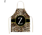 Kitchen Apron Soft Touch Wide Application Flax Leopard Print Alphabet Cooking Bib Household Supplies-Z