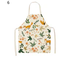 Cooking Bib with Strap Oil-proof Flax Cartoon Fox Pattern Printed Kitchen Apron Household Supplies-6