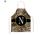 Kitchen Apron Soft Touch Wide Application Flax Leopard Print Alphabet Cooking Bib Household Supplies-N