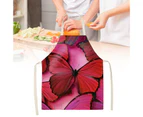 Cooking Apron Sleeveless Grease Resistant Flax Butterfly Floral Printed Kitchen Long Bib for Home-1