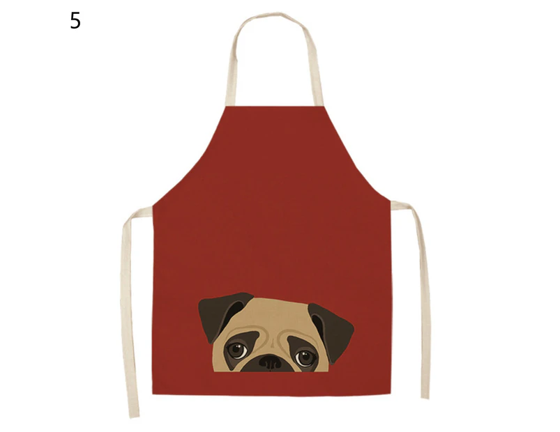 Kitchen Apron Fine Workmanship Grease Resistant Flax Animal Printed Long Cooking Chef Bib Household Supplies-5