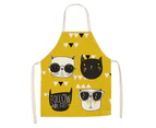 Cooking Apron Sleeveless Waterproof Flax Unisex Cartoon Cat Printed Chef Long Kitchen Bib Home Supplies-7