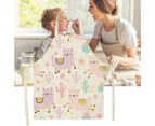 Cooking Apron Large Coverage Grease Resistant Flax Cartoon Animal Printed Kitchen Long Bib Home Supplies-3