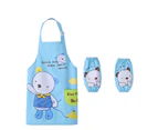 3Pcs/Set Kids Apron Cartoon Animal Print Waterproof Breathable Children Baking Apron with Sleeves for Christmas Gift-Blue 100 Bear
