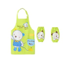 3Pcs/Set Kids Apron Cartoon Animal Print Waterproof Breathable Children Baking Apron with Sleeves for Christmas Gift-Green 100 Bear