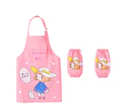 3Pcs/Set Children Apron Cartoon Character Pattern Waterproof Breathable Kids Cooking Apron with Sleeves for DIY Learning-140 J