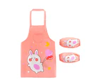 3Pcs/Set Children Apron Cartoon Character Pattern Waterproof Breathable Kids Cooking Apron with Sleeves for DIY Learning-140 O