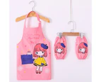 3Pcs/Set Children Apron Cartoon Character Pattern Waterproof Breathable Kids Cooking Apron with Sleeves for DIY Learning-120 D