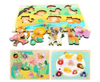 Animal Car Fruit Insect Sea Wooden Jigsaw Puzzles Children Kids Educational Toys 4#