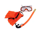 1 Set Snorkeling Goggles Good Toughness Safe Breathing Waterproof Kids Wide Vision Swimming Eyewear Snorkel Swim Fins for Underwater Diving-Orange
