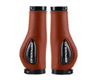 2Pcs Bike Grip Comfortable Shock Absorption Lightweight Dual Lock-on Bike Handle Bar Grip Bike Accessories - Brown