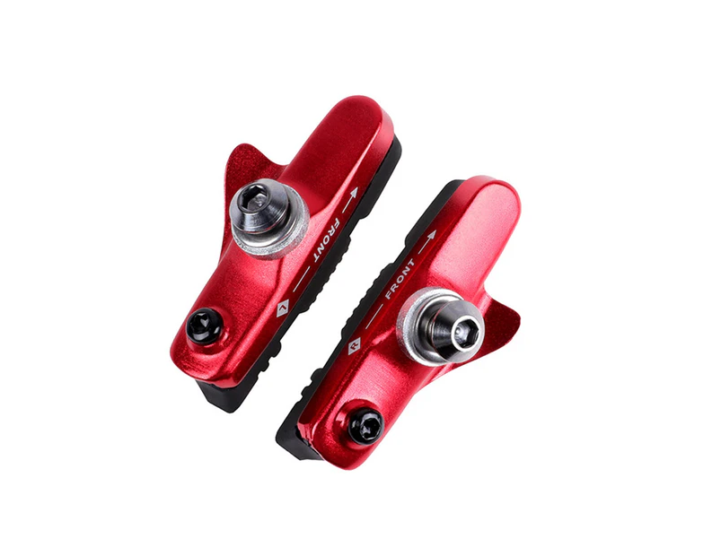 1Pair Silent Brake Pads with Limit Line Widen Mud Trough Bicycle Parts Road Bike V-brake Rubber Pads Cycling Equipment - Red