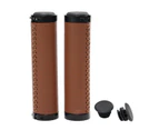 1 Set Bike Handle Cover Soft Touch Comfortable to Use Faux Leather Replaceable Handlebar Grip Cycling Accessories - Brown