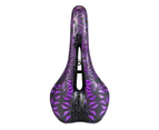 Hollow Bicycle Saddle Good Filling Shockproof Geometric Pattern Bike Seat for MTB - Purple