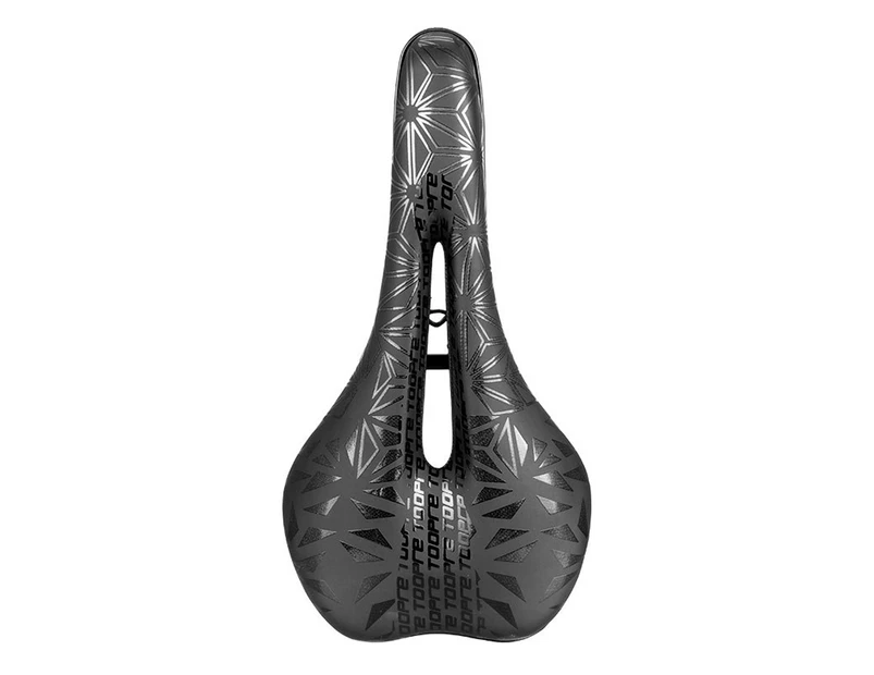 Hollow Bicycle Saddle Good Filling Shockproof Geometric Pattern Bike Seat for MTB - Black