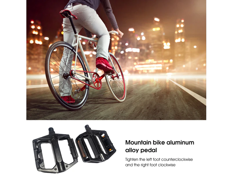 1 Pair Ultralight Riding Pedals Double DU Aluminum Alloy Left Right Distinction Bike Pedals for MTB - Black