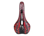 Hollow Bicycle Saddle Good Filling Shockproof Geometric Pattern Bike Seat for MTB - Red