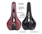 Hollow Bicycle Saddle Good Filling Shockproof Geometric Pattern Bike Seat for MTB - Red