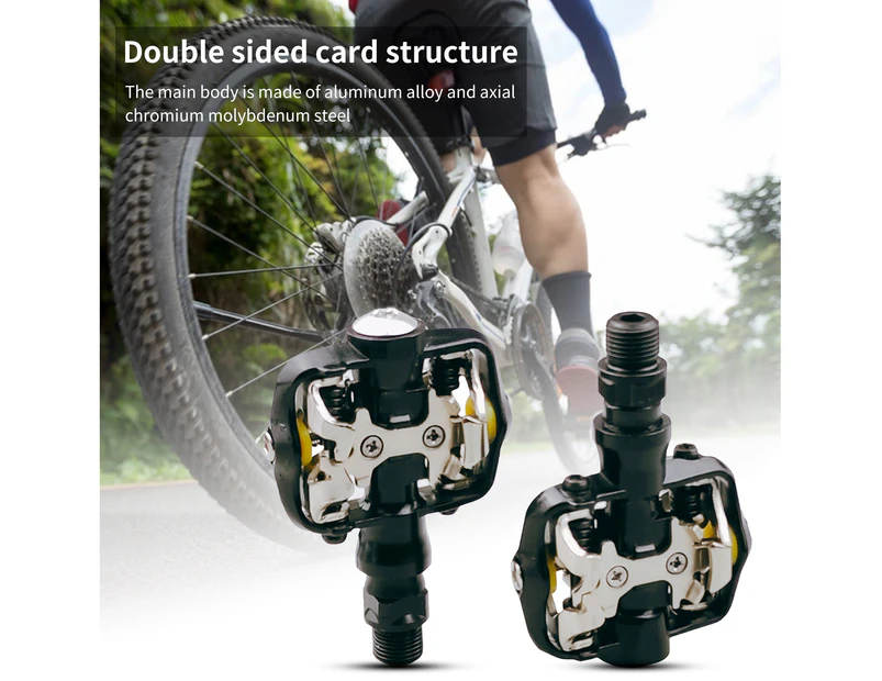 1 Set Ultralight Self-locking Pedals Sealed Bearing Aluminum Alloy Good Toughness Bike Lock Pedals for Cycling - Black