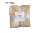 Skin-friendly Soft Throw Blanket Polyester Air Conditioned Blanket for Sofa Khaki
