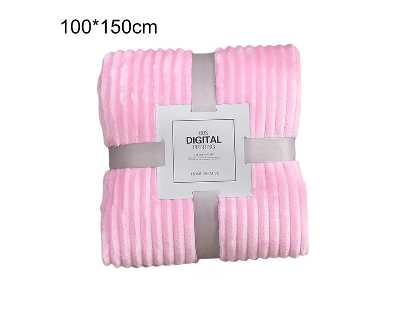 Skin-friendly Soft Throw Blanket Polyester Air Conditioned Blanket for Sofa Pink Red