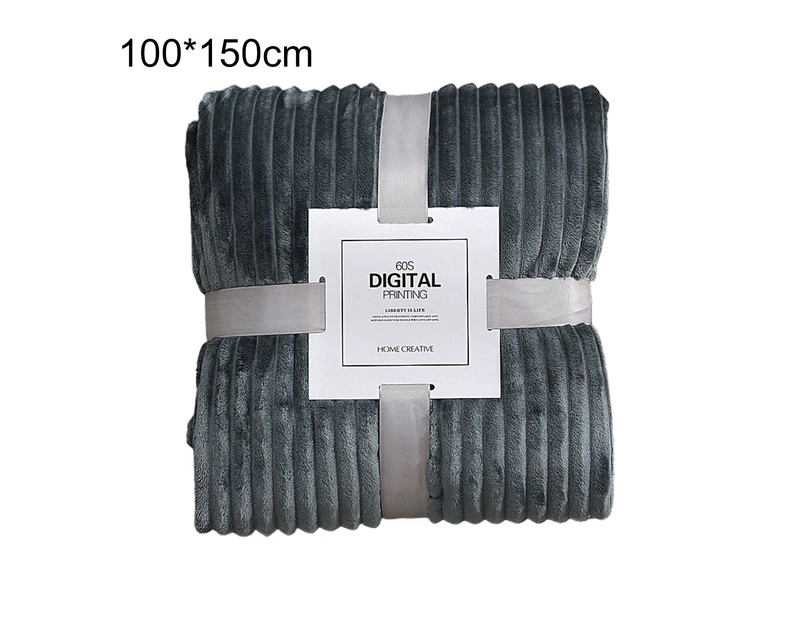 Skin-friendly Soft Throw Blanket Polyester Air Conditioned Blanket for Sofa Dark Gray