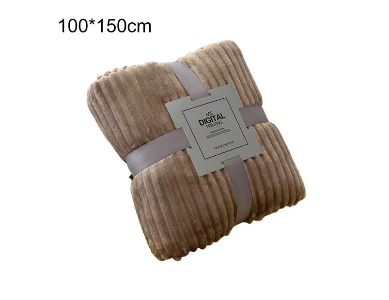 Skin-friendly Soft Throw Blanket Polyester Air Conditioned Blanket for Sofa Dark Coffee