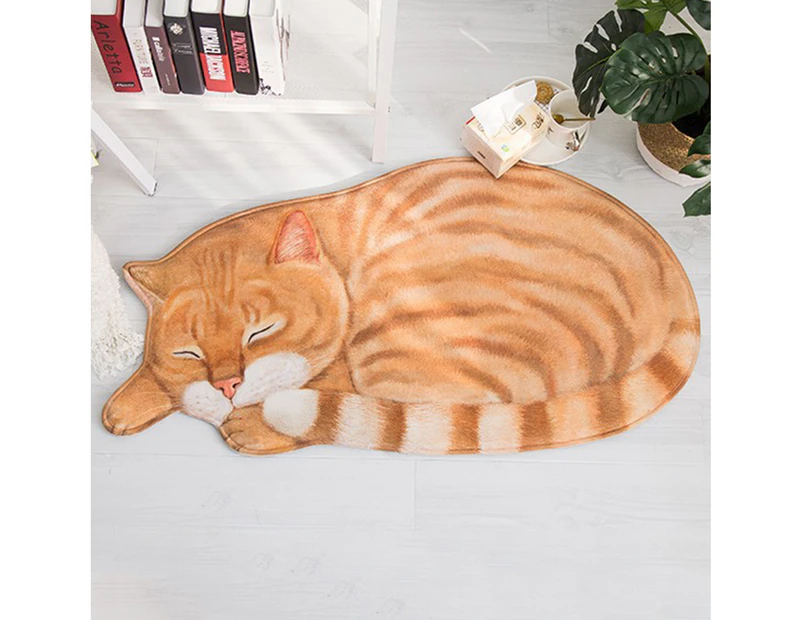 Door Mats Decorative Animal Shape Washable Adorable Sleeping Cat Doormat for Entryway G