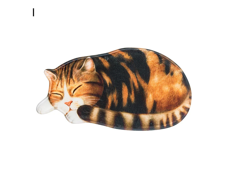 Door Mats Decorative Animal Shape Washable Adorable Sleeping Cat Doormat for Entryway I