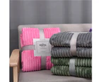 Winter Soft Striped Warm Bed Throw Blanket Bedspread Sofa Bedroom Decoration Rose Red