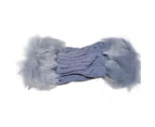 Women Faux Rabbit Fur Hand Wrist Warmer Winter Fingerless Knitted Gloves - Light Grey