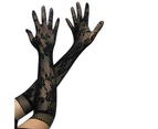 Sexy Gloves Fine Workmanship Elastic Bridal Gloves Lace With Finger for Wedding - Black