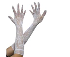 Sexy Gloves Fine Workmanship Elastic Bridal Gloves Lace With Finger for Wedding - White
