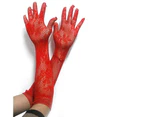 Sexy Gloves Fine Workmanship Elastic Bridal Gloves Lace With Finger for Wedding - Red