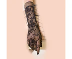 Sexy Gloves Fine Workmanship Elastic Bridal Gloves Lace With Finger for Wedding - Black