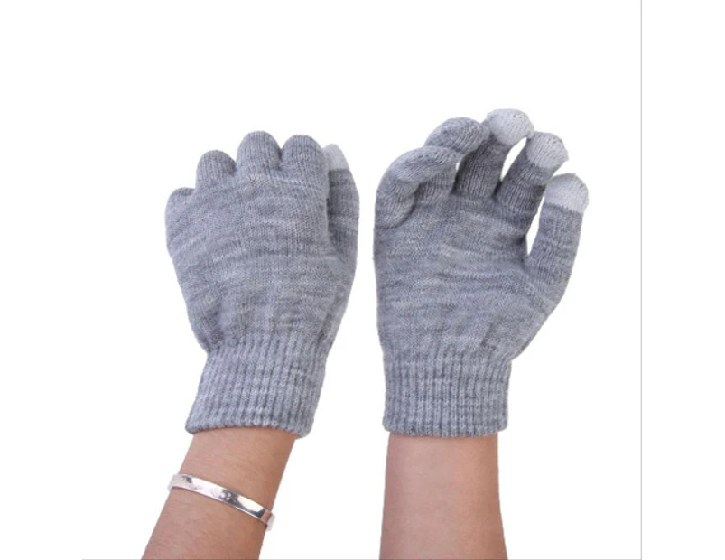 Women Men Winter Warm Texting Capacitive Smartphone Touch Screen Gloves - Grey