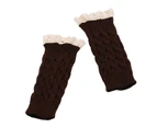 Women Fingerless Lace Gloves Knitted Warm Long Mitten Wrist Warmer Winter Gift - Coffee