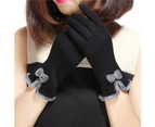 Lovely Bowknot Women Touch Screen Winter Warm Outdoor Sport Gloves Gift - Black