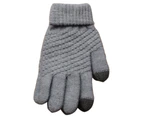 Women Man Winter Knit Touch Screen Gloves Texting Capacitive Smartphone - Grey