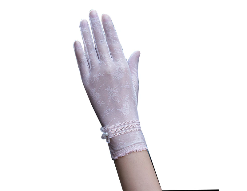 Summer Driving Women Touch Screen Sunscreen Gloves Anti-UV Sheer Lace Mittens - 11#