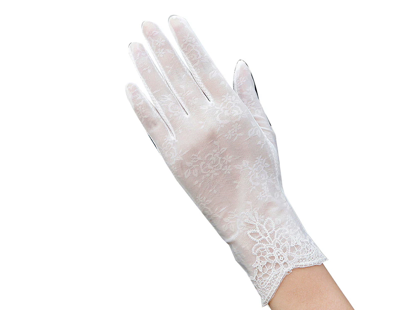 Summer Driving Women Touch Screen Sunscreen Gloves Anti-UV Sheer Lace Mittens - 21#