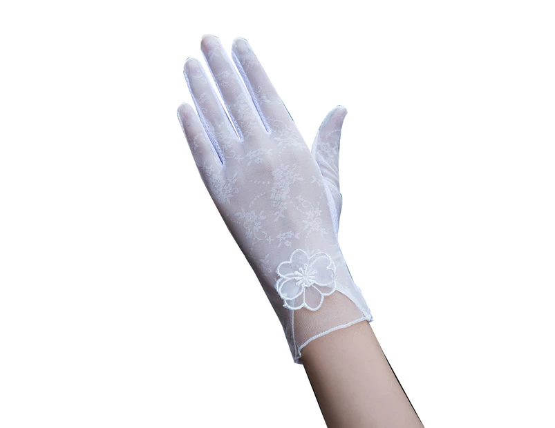 Summer Driving Women Touch Screen Sunscreen Gloves Anti-UV Sheer Lace Mittens - 13#