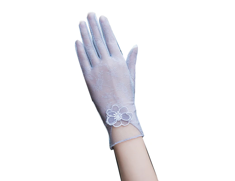 Summer Driving Women Touch Screen Sunscreen Gloves Anti-UV Sheer Lace Mittens - 15#